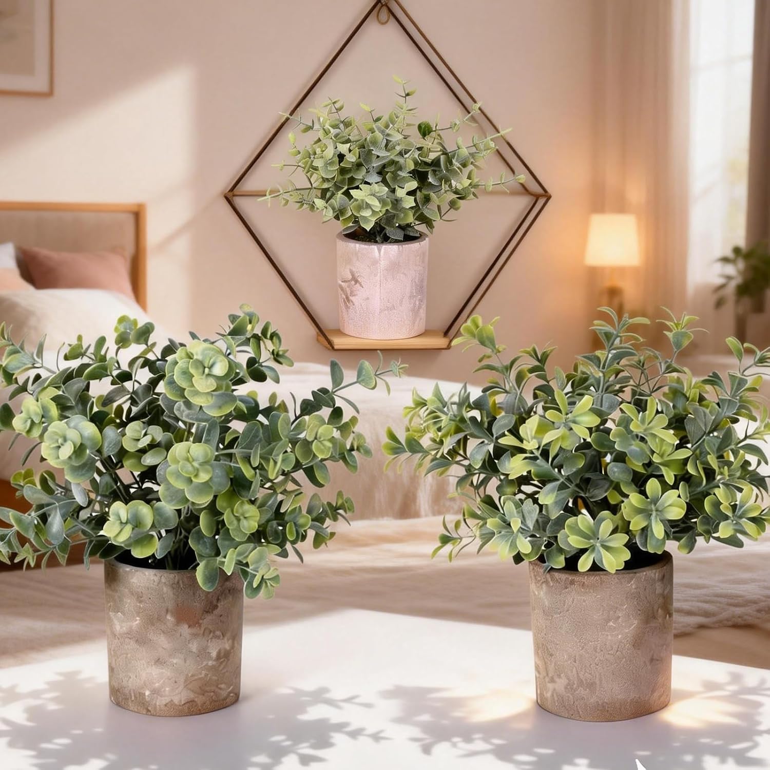 Potted Fake Plants 3 Packs Small Artificial Greenery Decor
