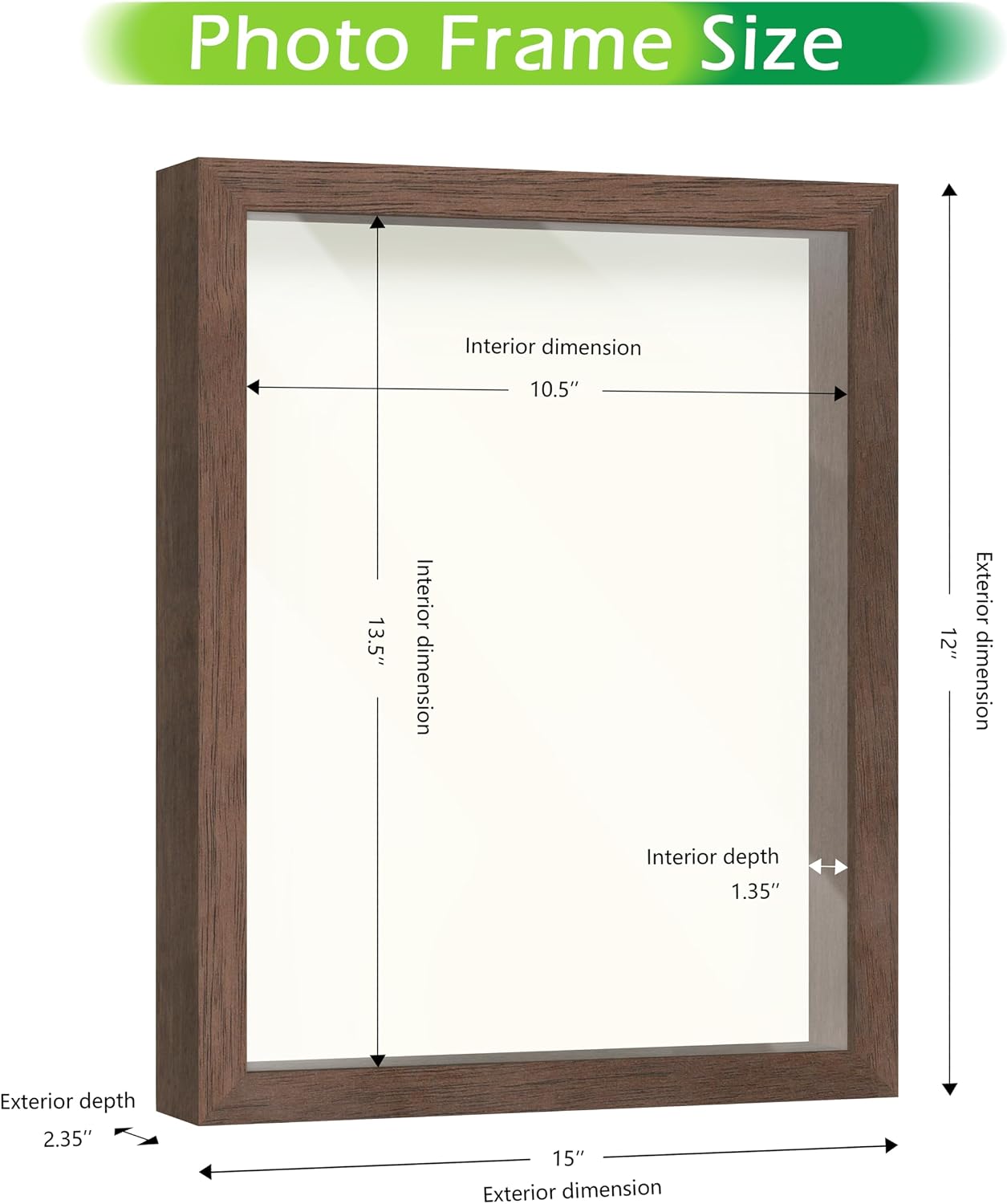 FrameWorks 11” x 14” Dark Oak Wooden Shadow Box Frame – Display Case with Soft Felt Back, Memory Box with Tempered