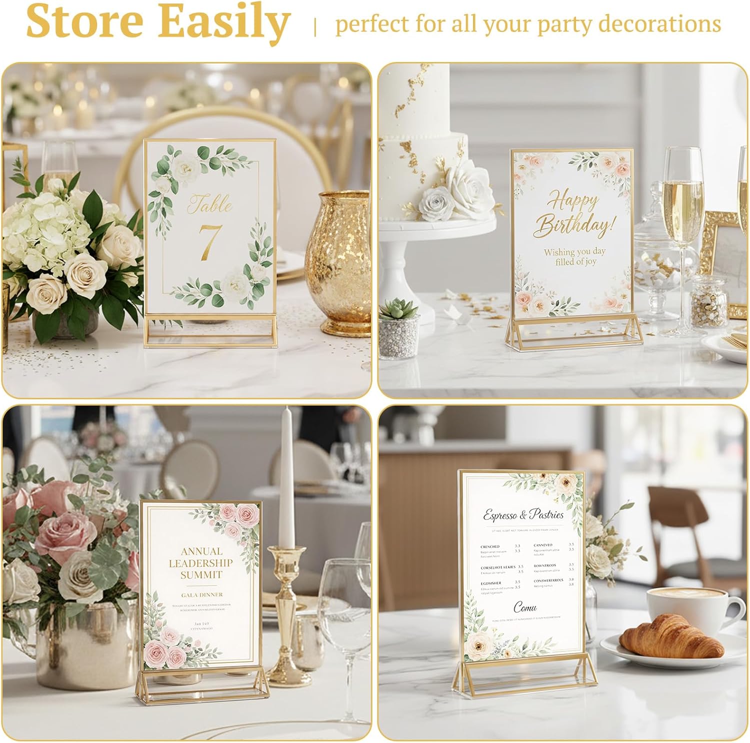 Acrylic Sign Holder / 5 x 7 / Gold Inch / Set of 12
