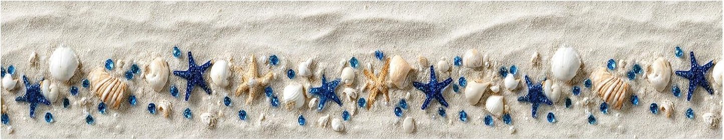 Beach Seashell Wallpaper Border Peel and Stick Wall Border Self Adhesive Coastal Starfish / 196 x 4