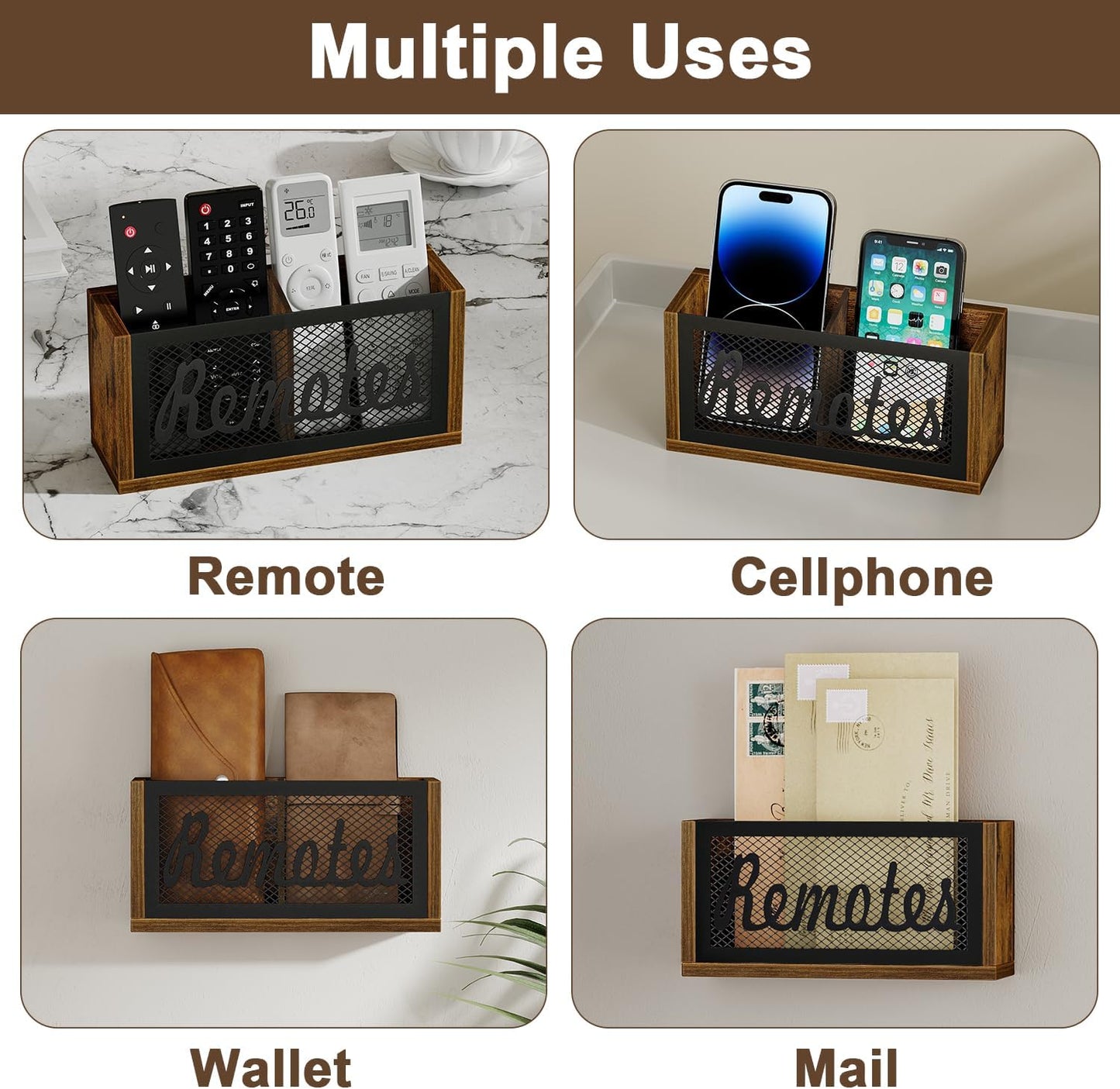 TV Remote Holder / Rustic Brown - Style A / Small