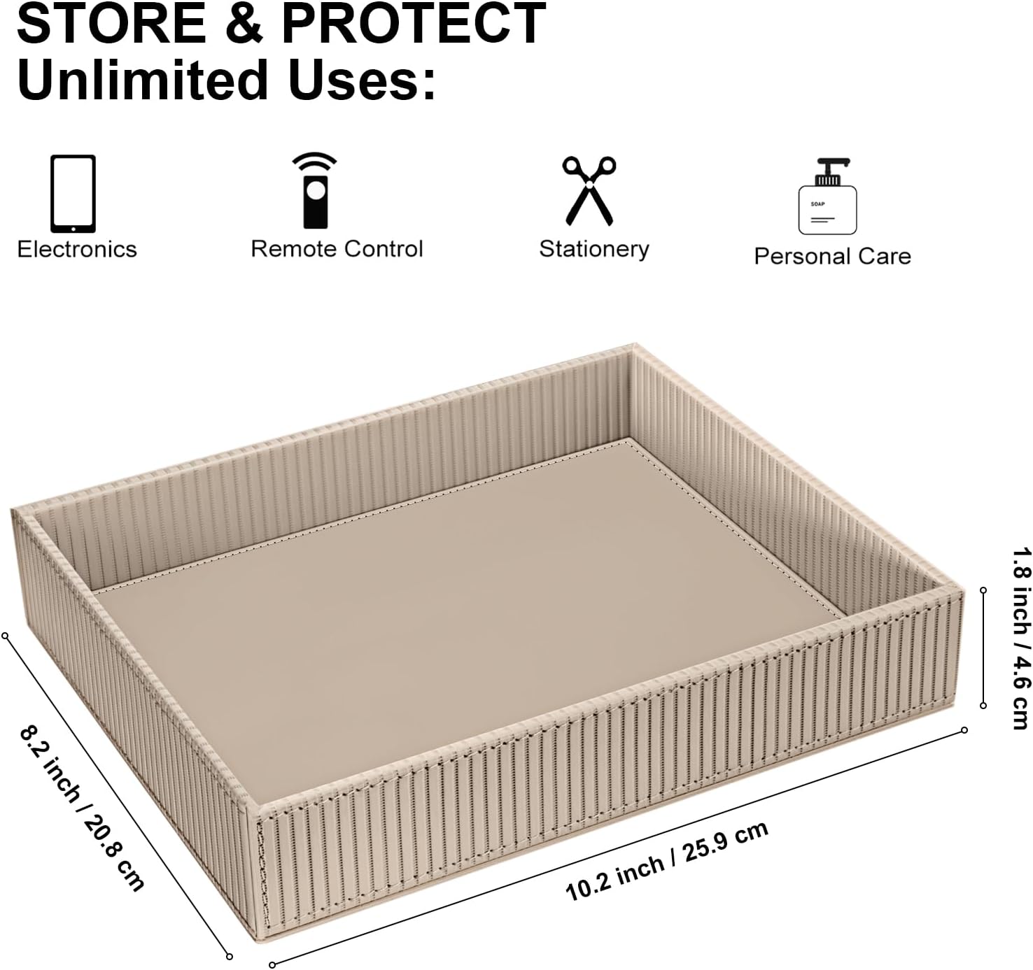 Valet Tray Desk Organizer / Stripe Latte