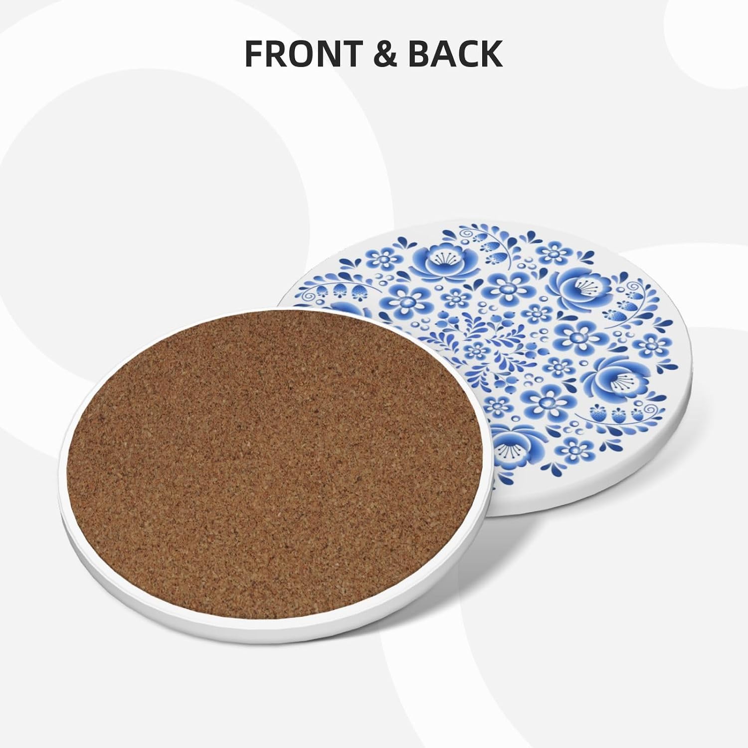 Blue and White Flower Style Ceramic Drink Coaster / Blue and White Flower-6