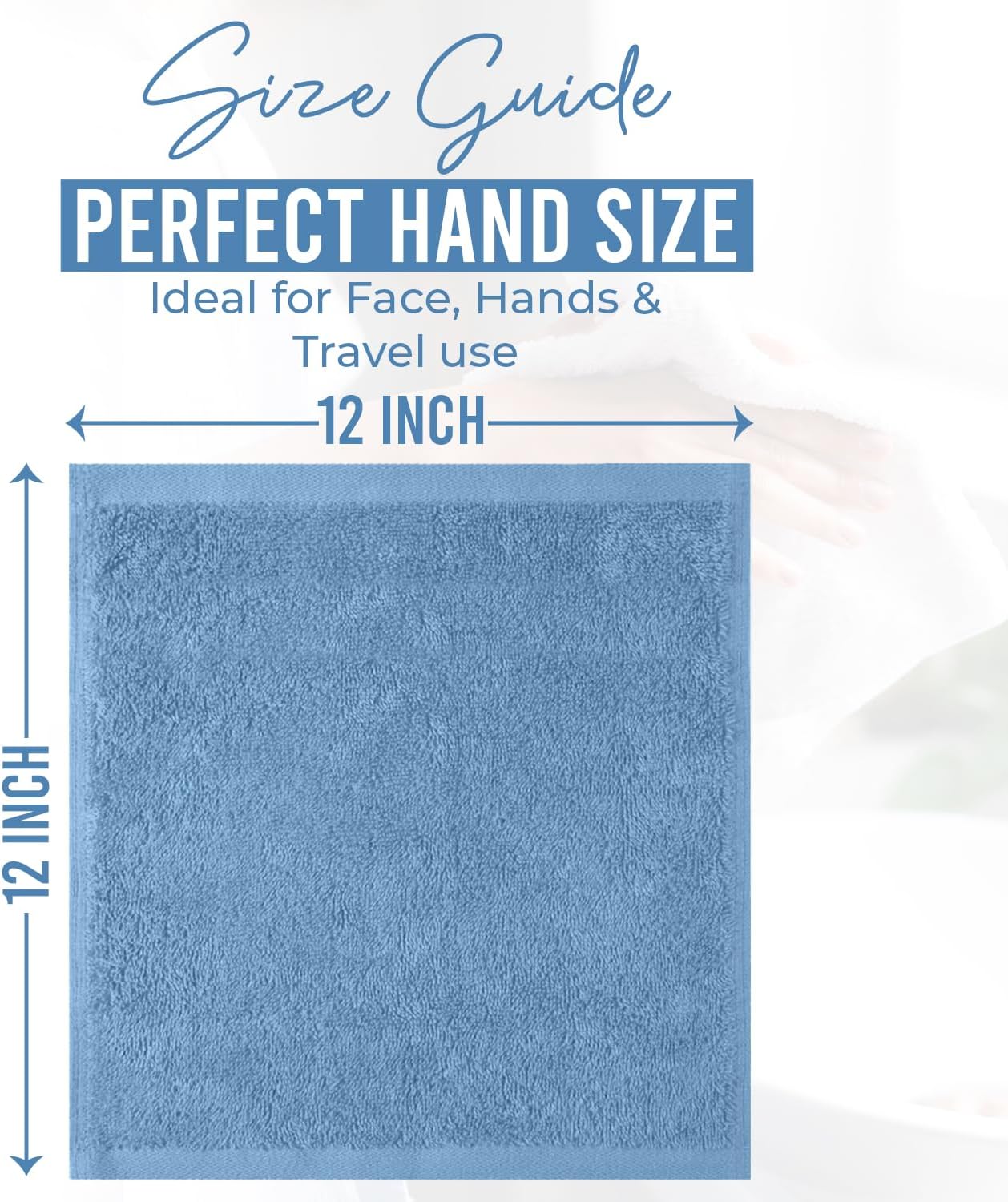 DAN RIVER 24 Pack Cotton Wash Cloths Set for Showering [12x12] M Blue | Lighter Weight, Quick to Dry, Super Soft &