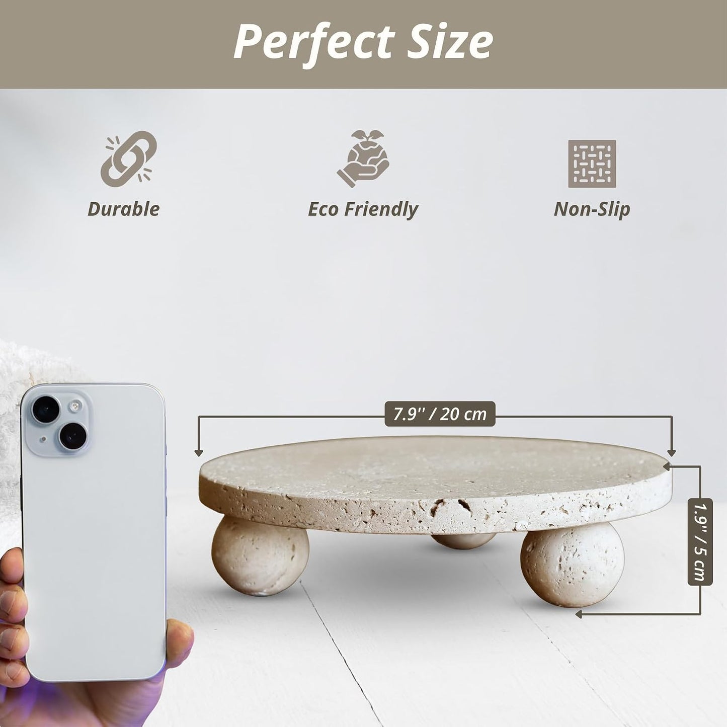 100% Travertine Footed Tray / Natural