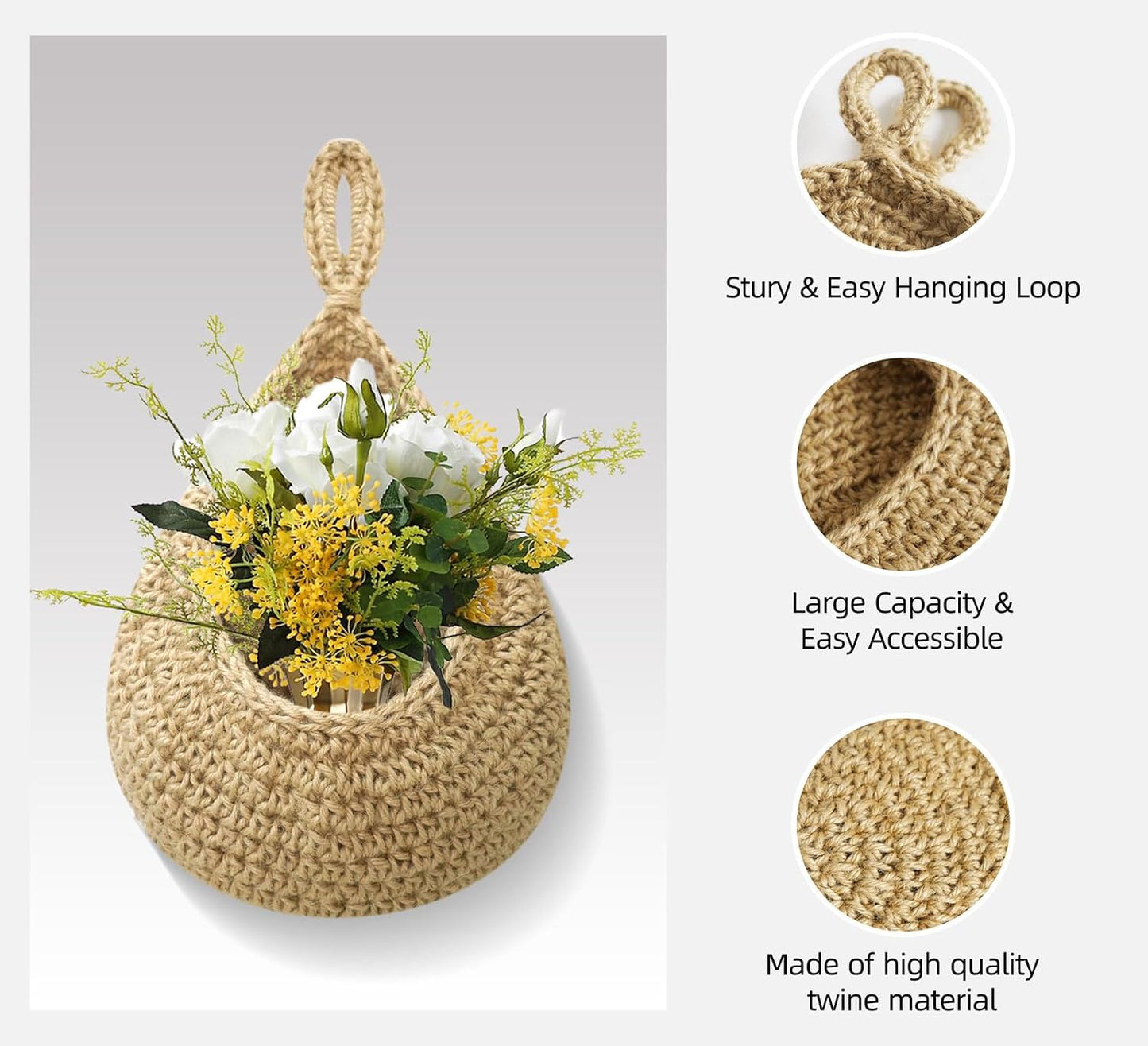 Boho Wall Hanging Basket / Set of 6