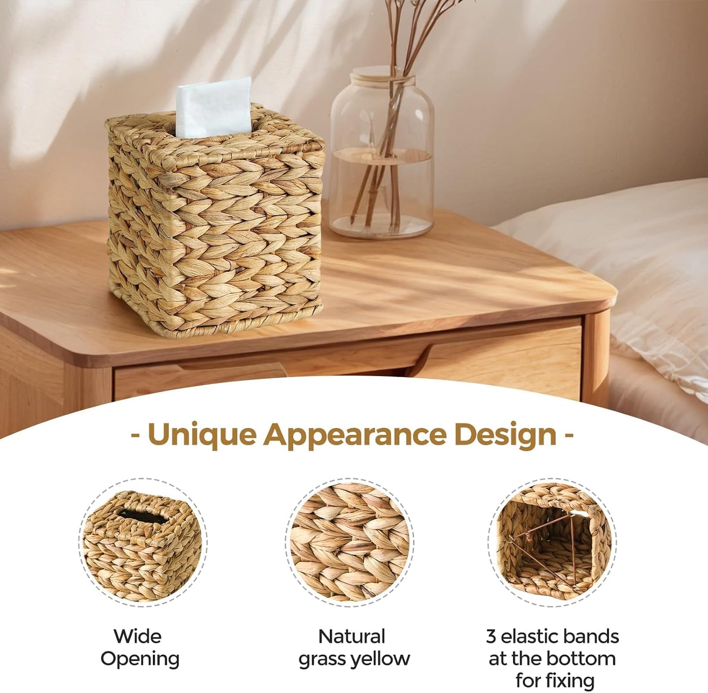 Wicker Tissue Box Cover / Natural / Square