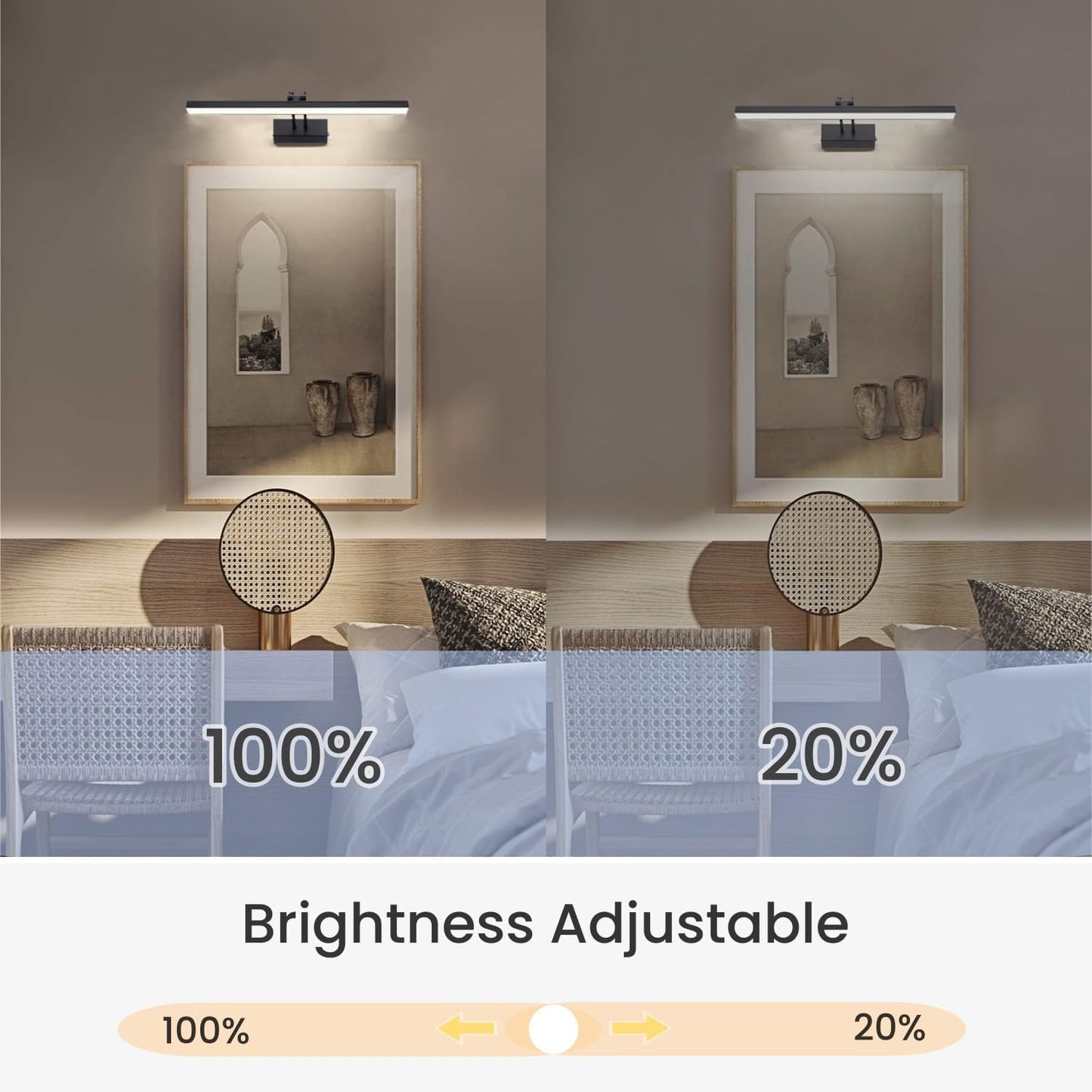 Rechargeable Picture Light with Remote, 13", Black | 5000mAh Battery Operated, 2 Colors Gallery Light, 280LM Dimmable