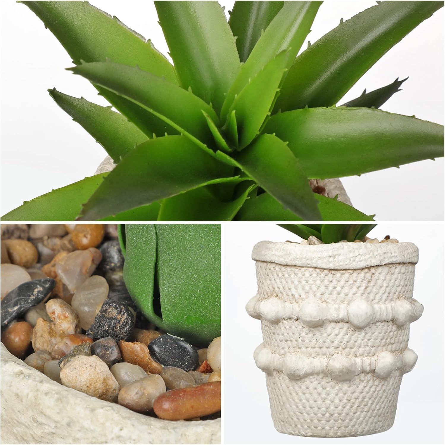 Small Artificial Succulents Agave Plants Potted Fake Spiked Succulent Plant / Green / Set of 2