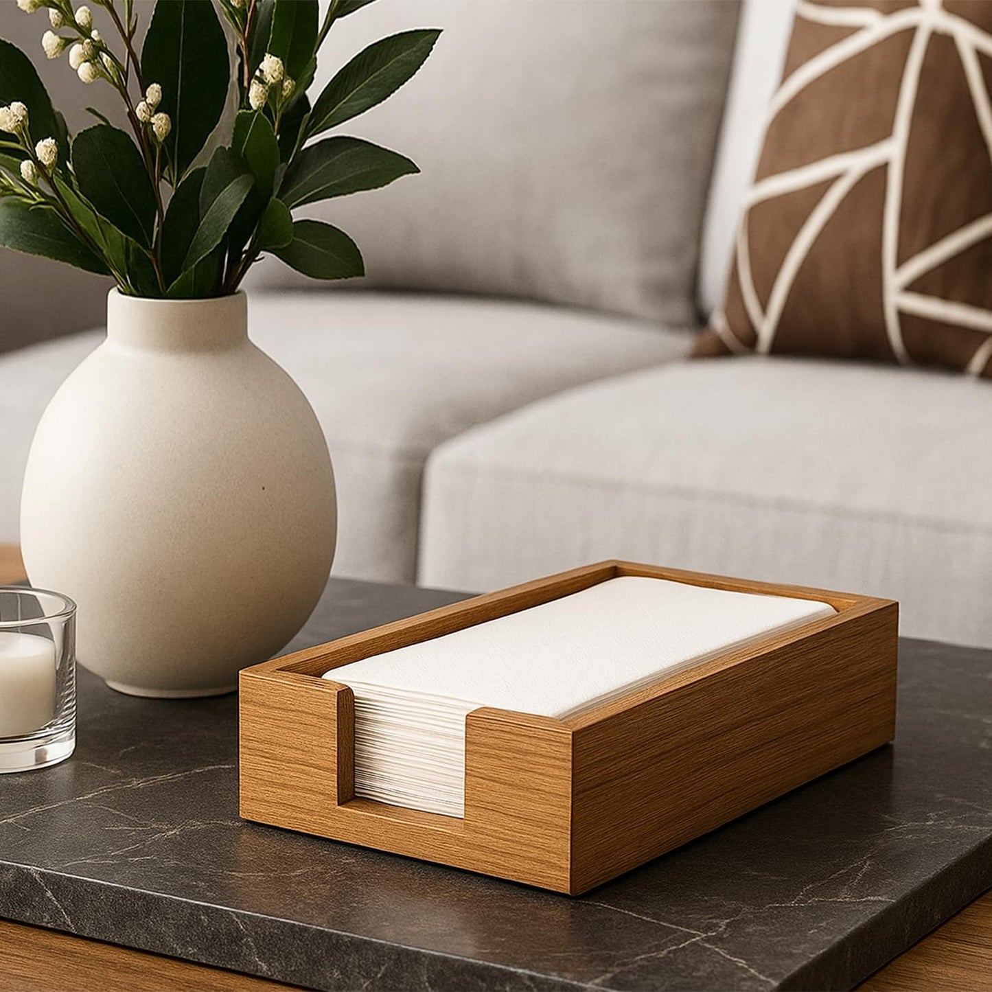 Wood Paper Guest Towel Holder / Acacia