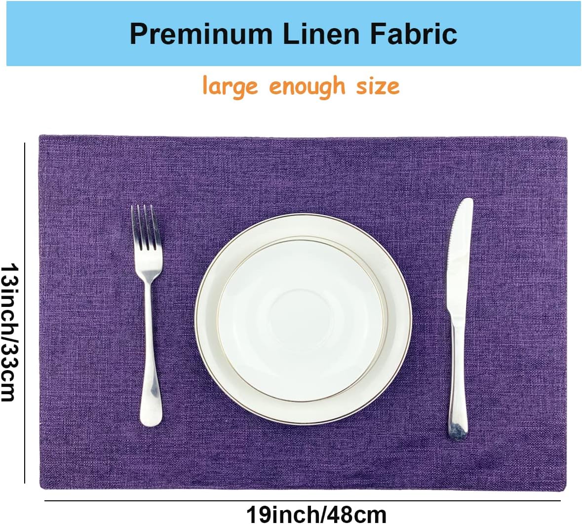 Weabetfu Cloth Placemats Set of 8 Heat Resistant Dining Table Place mats | Cotton Linen Machine Washable Kitchen Table