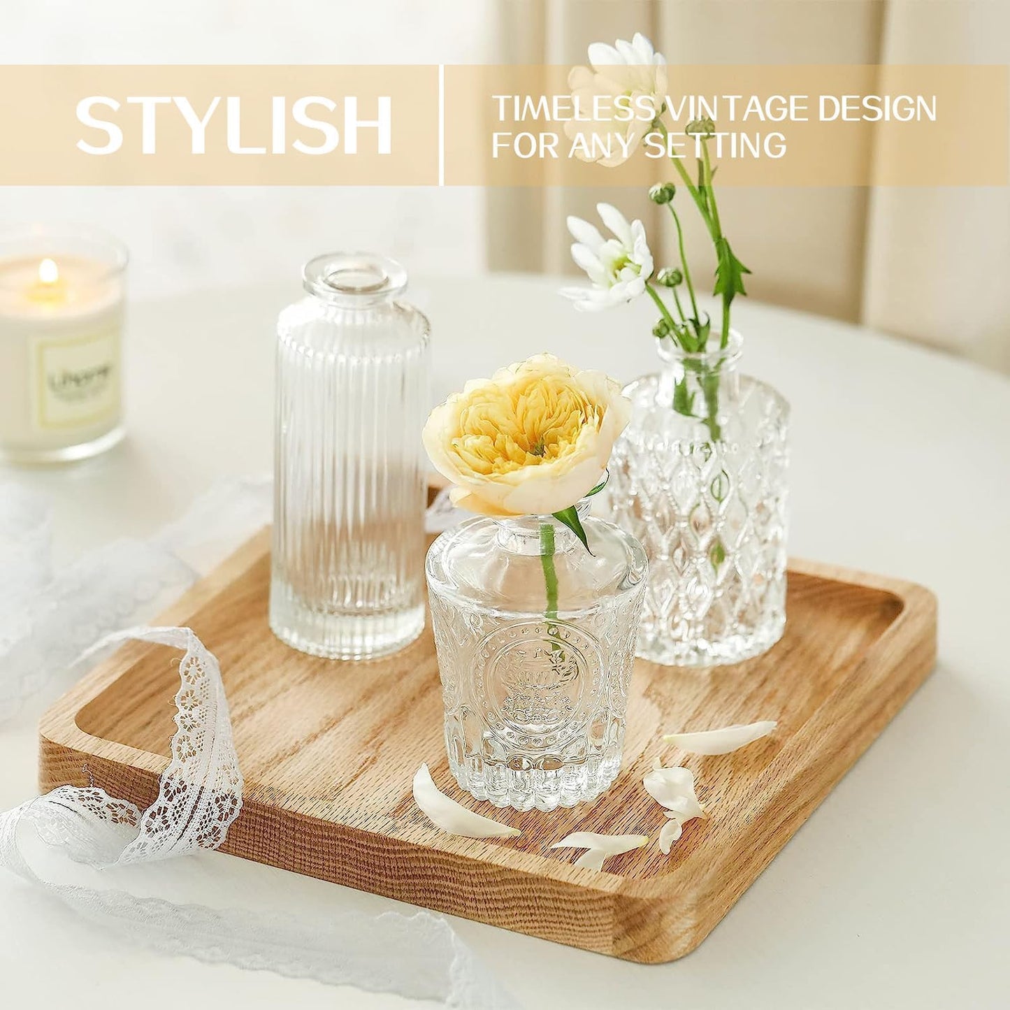 Glass Bud Vase Set of Wedding Centerpieces / Clear / Set of 32