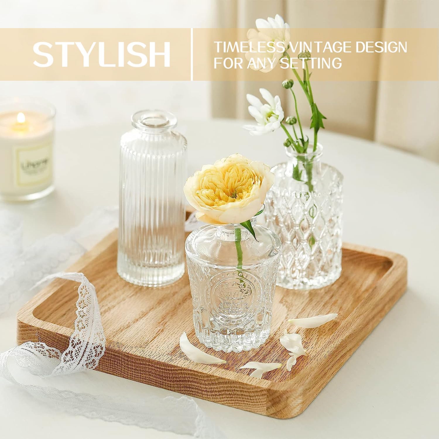 Glass Bud Vase Set of Wedding Centerpieces / Clear / Set of 32