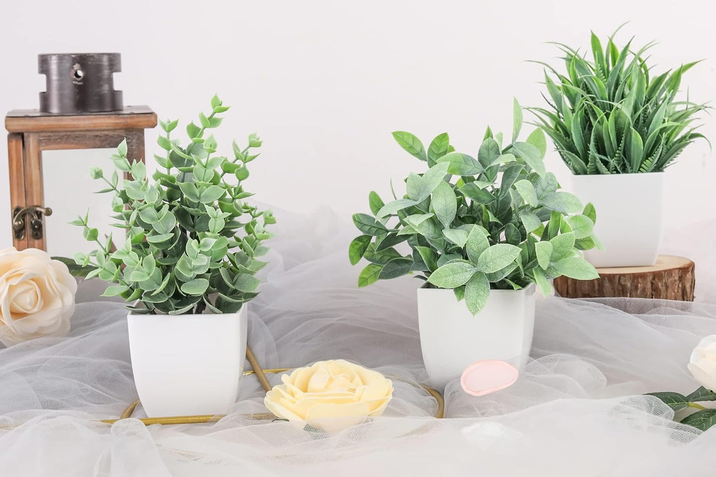 Fake Plants Small Artificial Plants Faux Plants Indoor / Grey / Set of 6