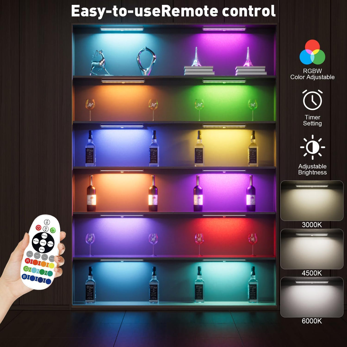 Under Cabinet Lighting,Rechargeable Motion Sensor Light Indoor Night Lights with Remote,58LED RGB under cabinet lights