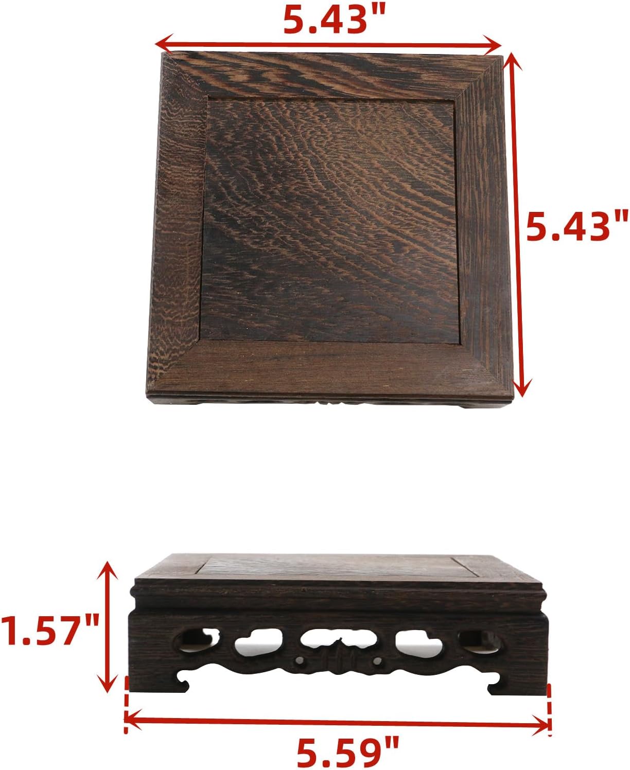 Wooden Display Stand Base " Wood Carved Pedestal Oriental Style Home / Square / 5.43 x 5.43