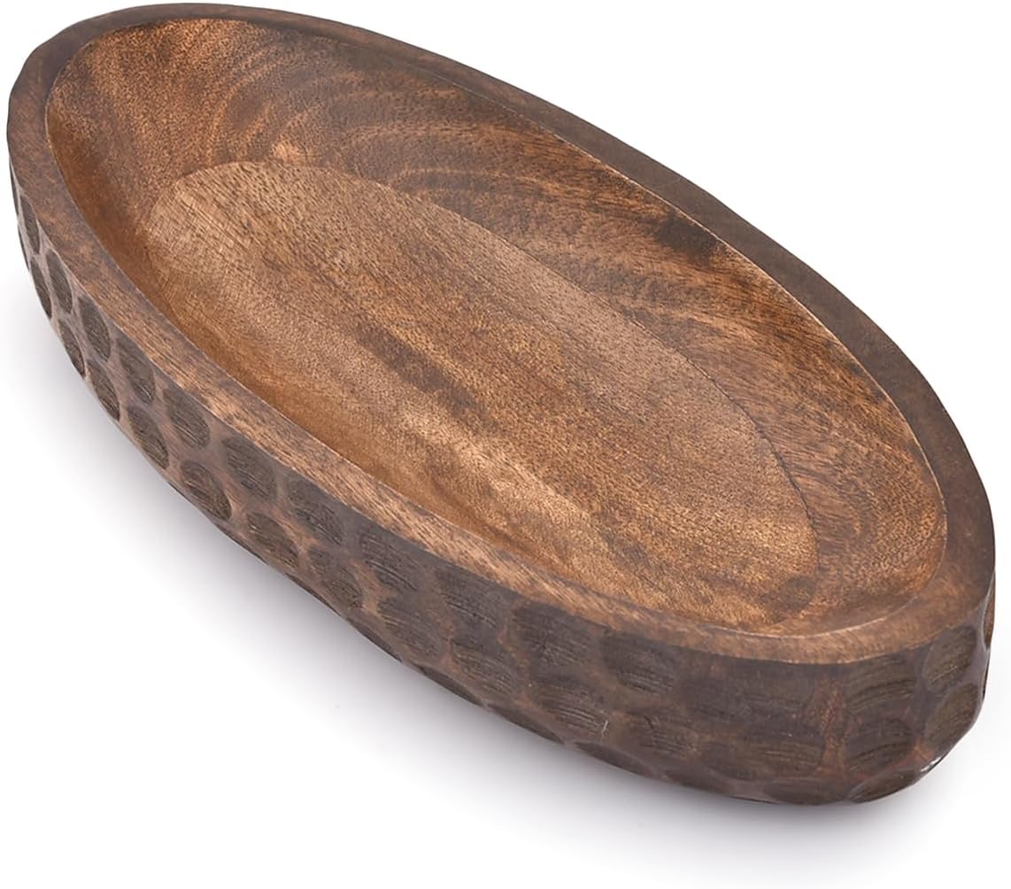 Mango Wood Decorative Bowl Home Decor Home Decorative Centerpiece Farmhouse Country / 14 x 6