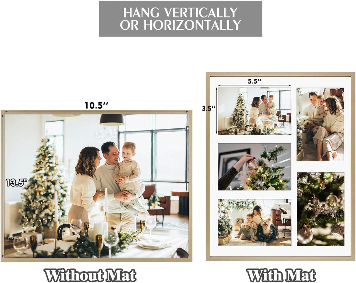 Golden State Art 11x14 Collage Frame w/Mat for 5 4x6 Photos Gold 2 Pack | Aluminum Picture Frame with Real Glass Front