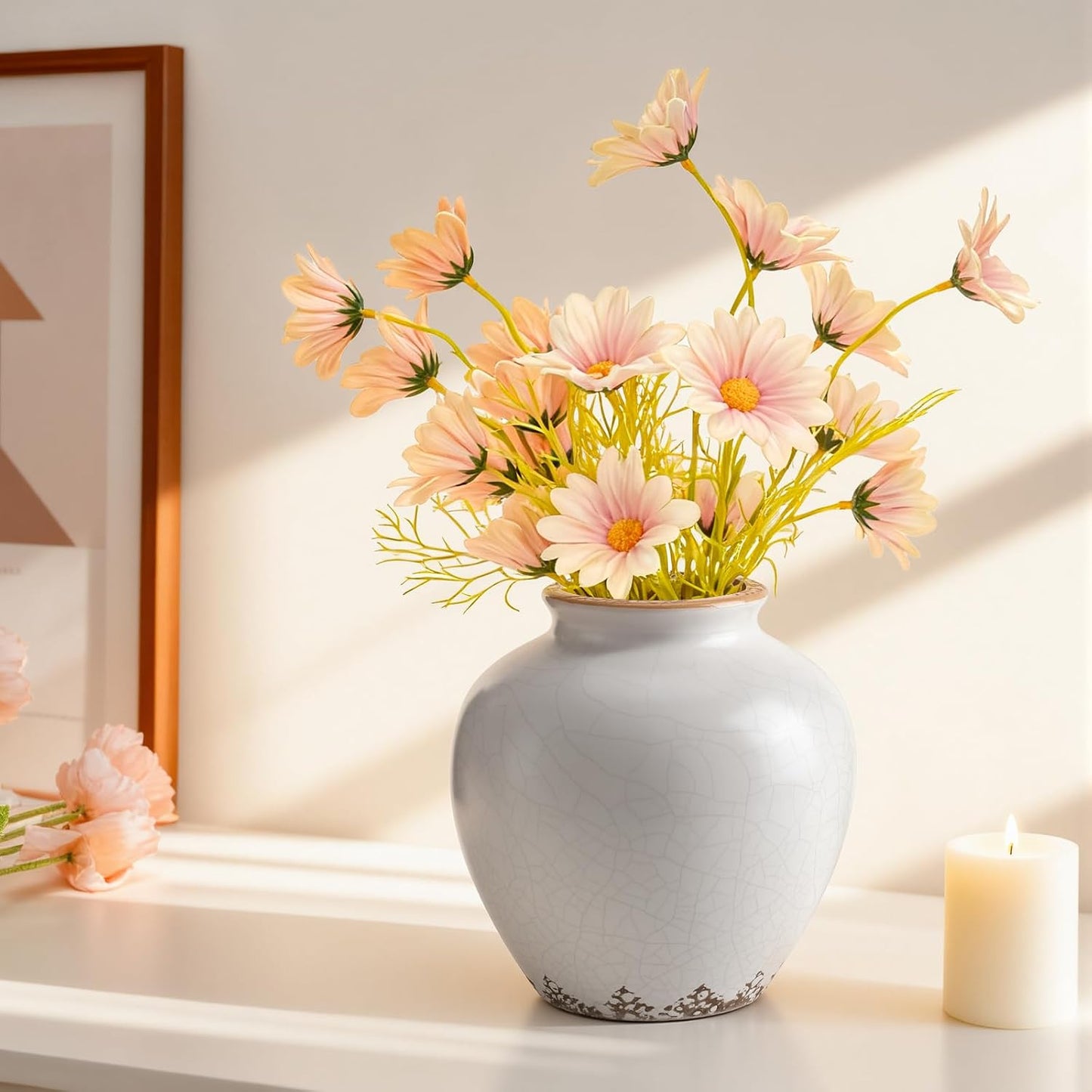 Ceramic Flower Vase Home Decor / 6.2"-beige / 6.2 Inch