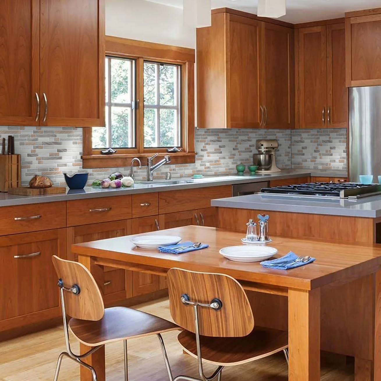 10-Sheet Peel and Stick Backsplash / Wood Grain / 12 x 12 / Set of 10