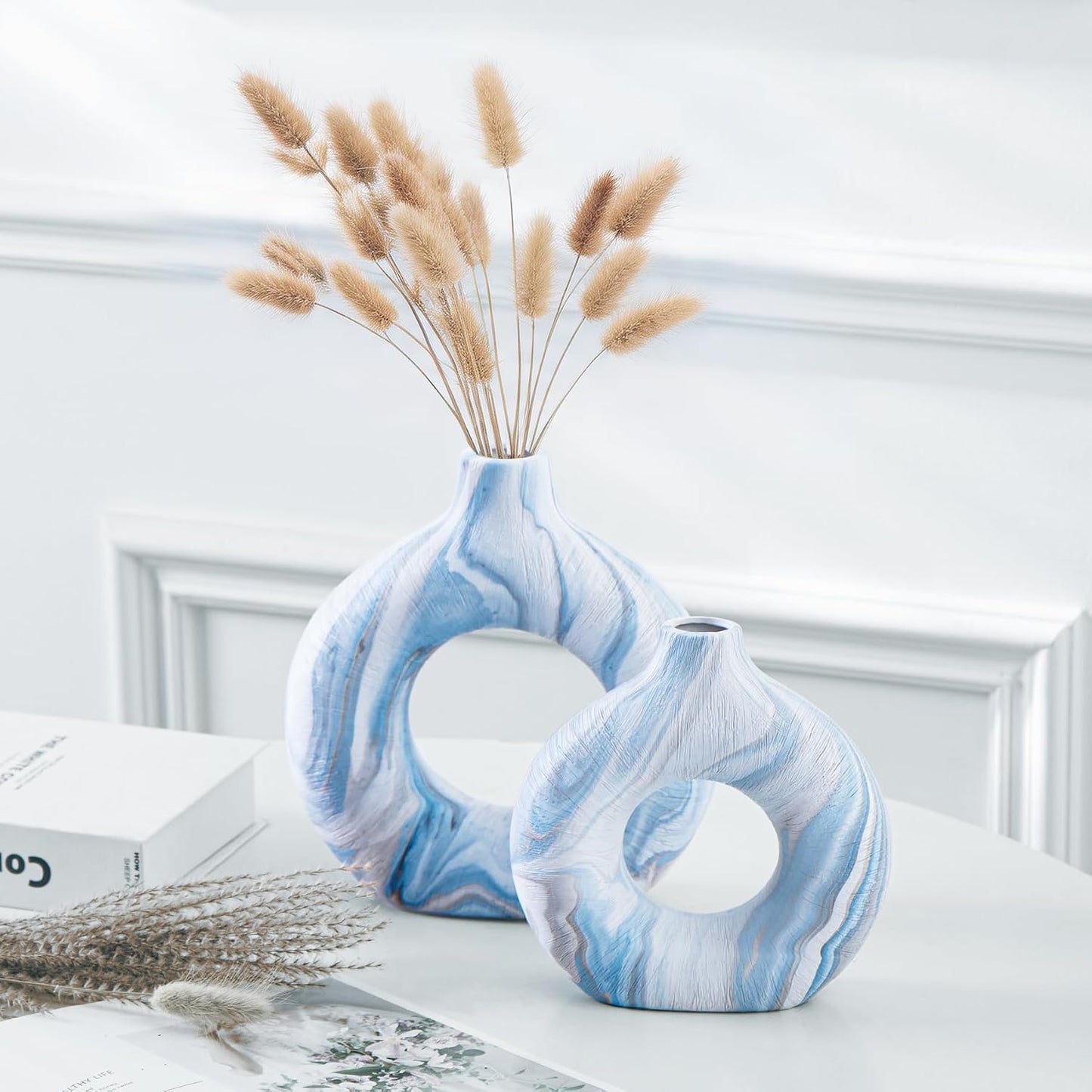 Ceramic Donut Vase / Blue Ocean 01 / Set of 2