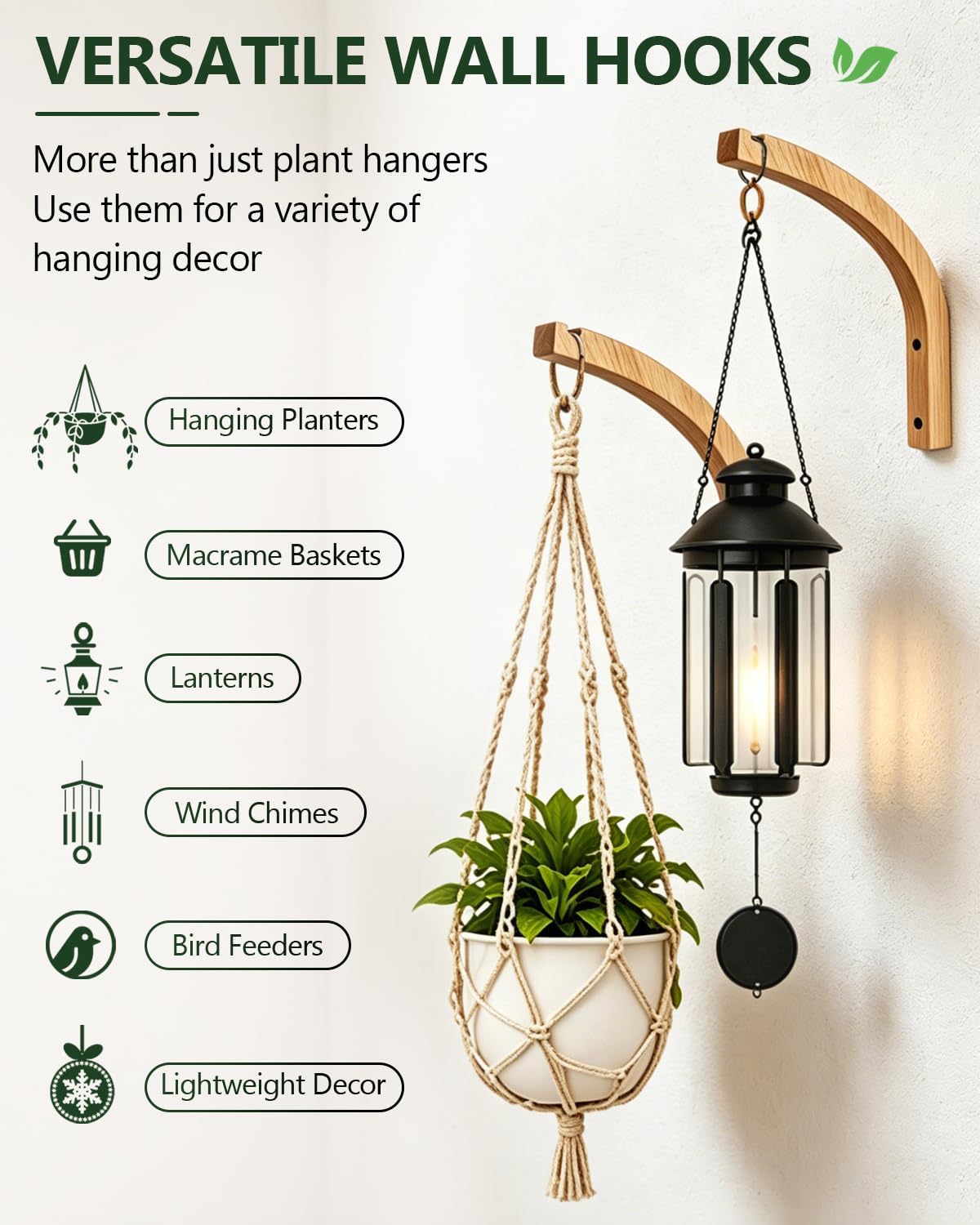 Wooden Plant Hangers / 1-arc Style / Set of 2