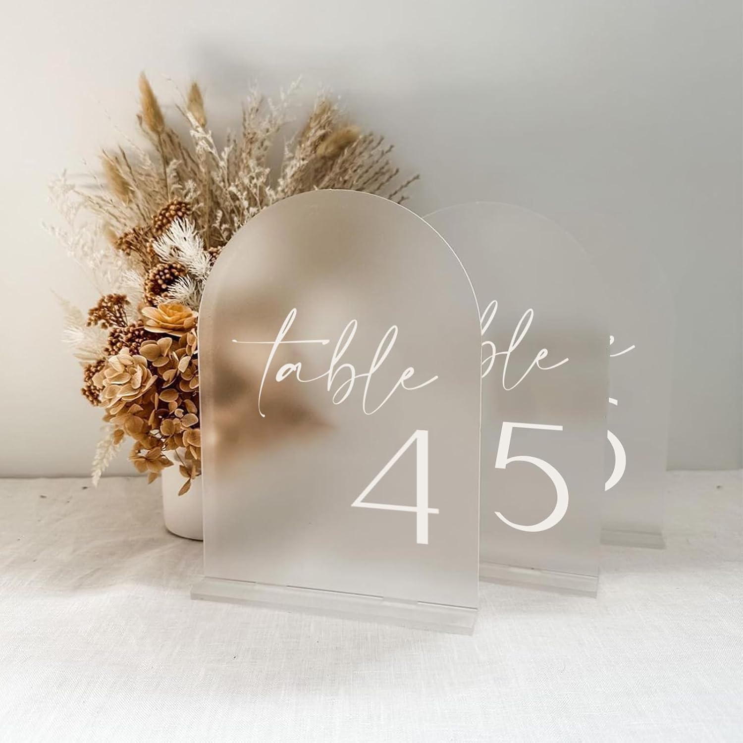 HOODO Frosted Arch Acrylic Wedding Table Numbers 1-10 with Stands, 5"x7" Arched Signs and Holders for Wedding