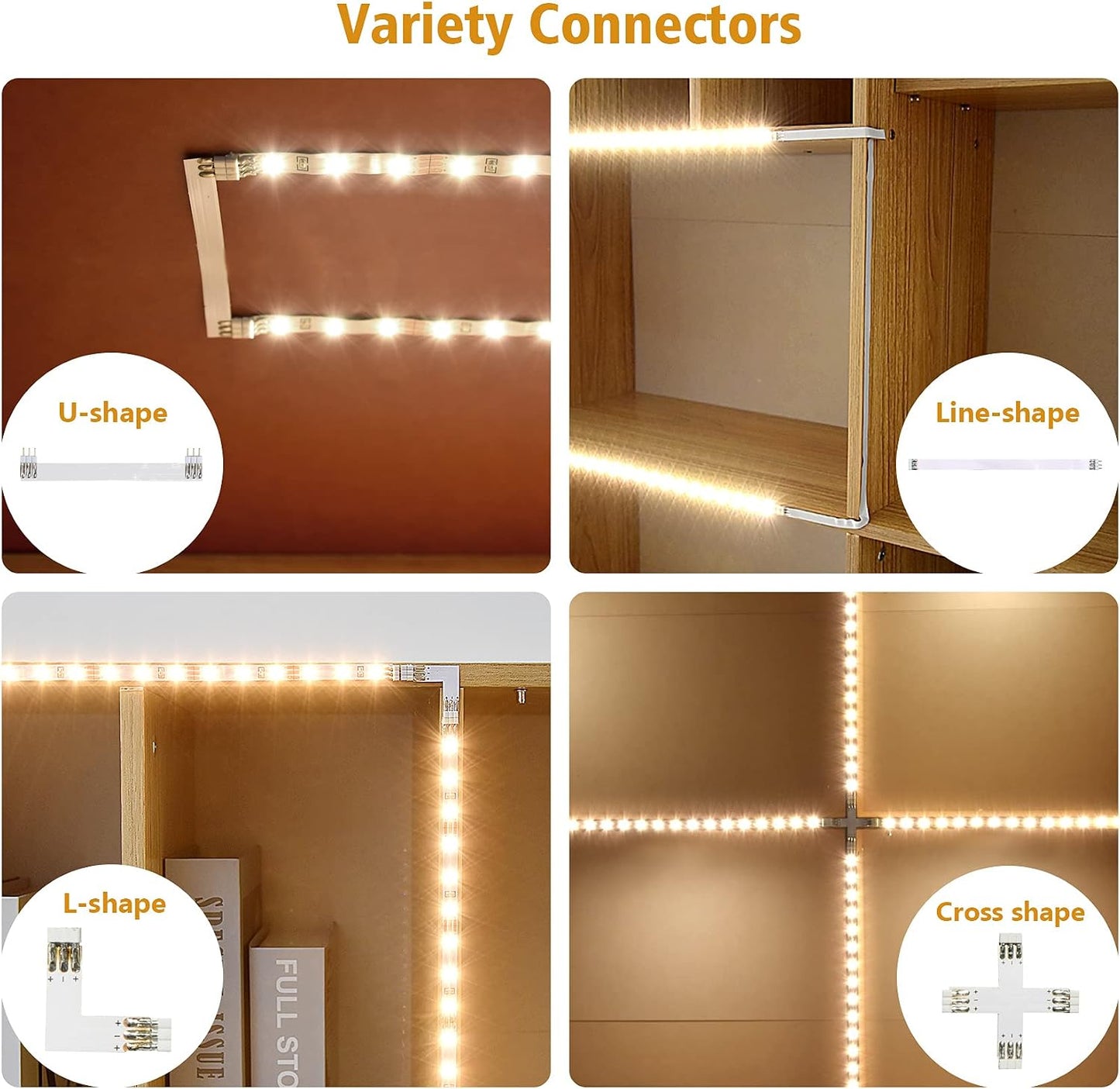 WOBANE LED Display Light Kit, Set of 8x12 inch LED Strip Bar, 6000K White | 24W Adapter,1200lm,Cabinet Lighting for