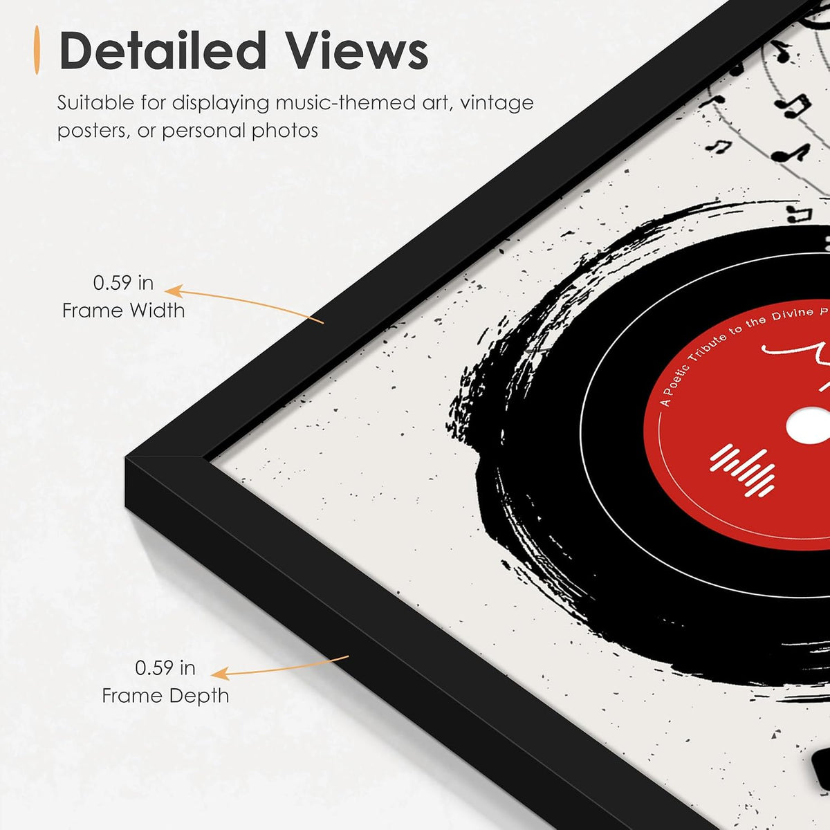 12.5x12.5 Vinyl Record Frame 6 Pack, Album Cover Frame Black | for Wall Hanging Display