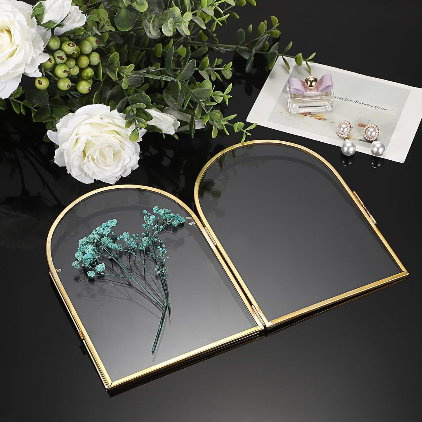 Arch Double Sided Glass Frame Floating / 5 x 7 / Gold / Set of 3