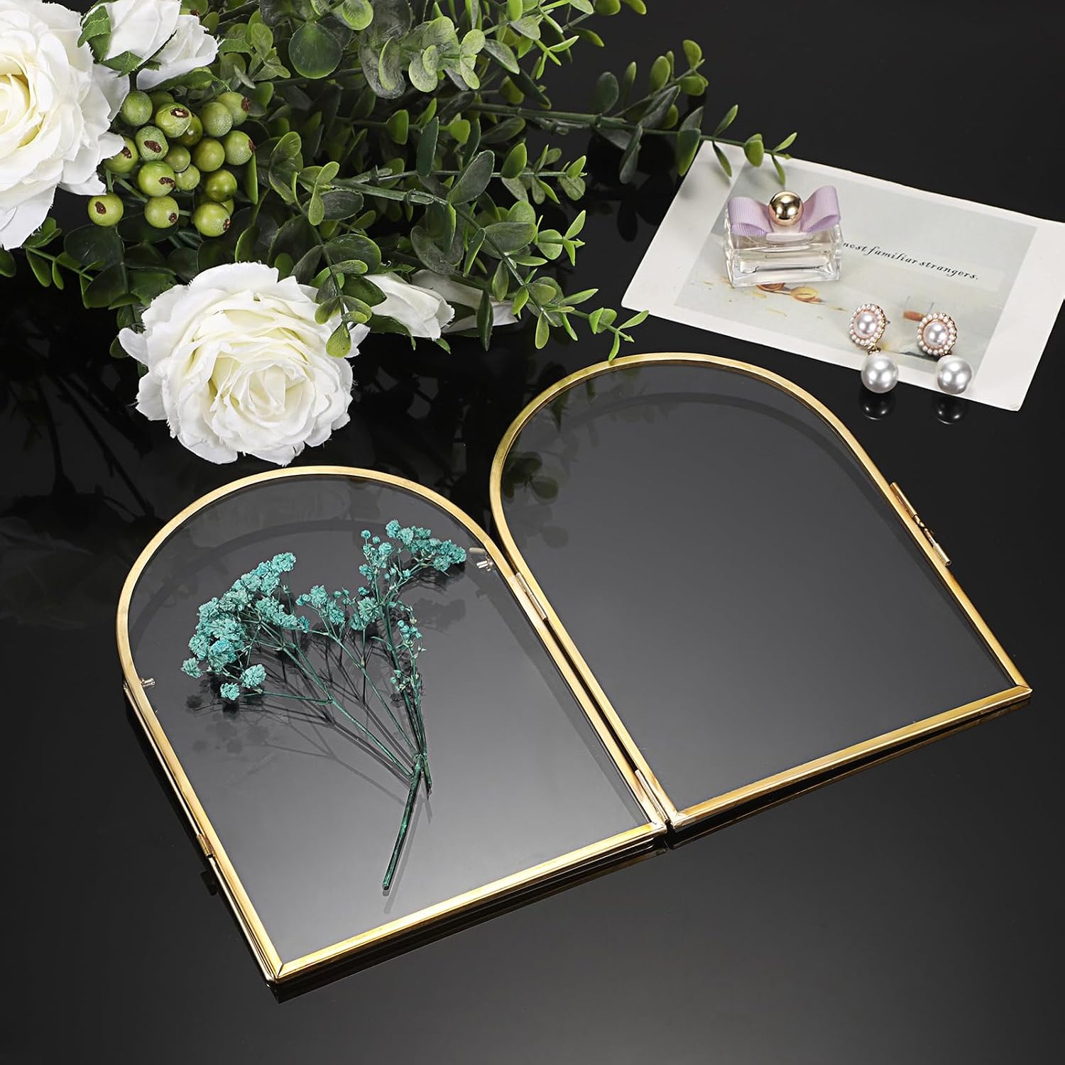 Arch Double Sided Glass Frame Floating / 5 x 7 / Gold / Set of 3