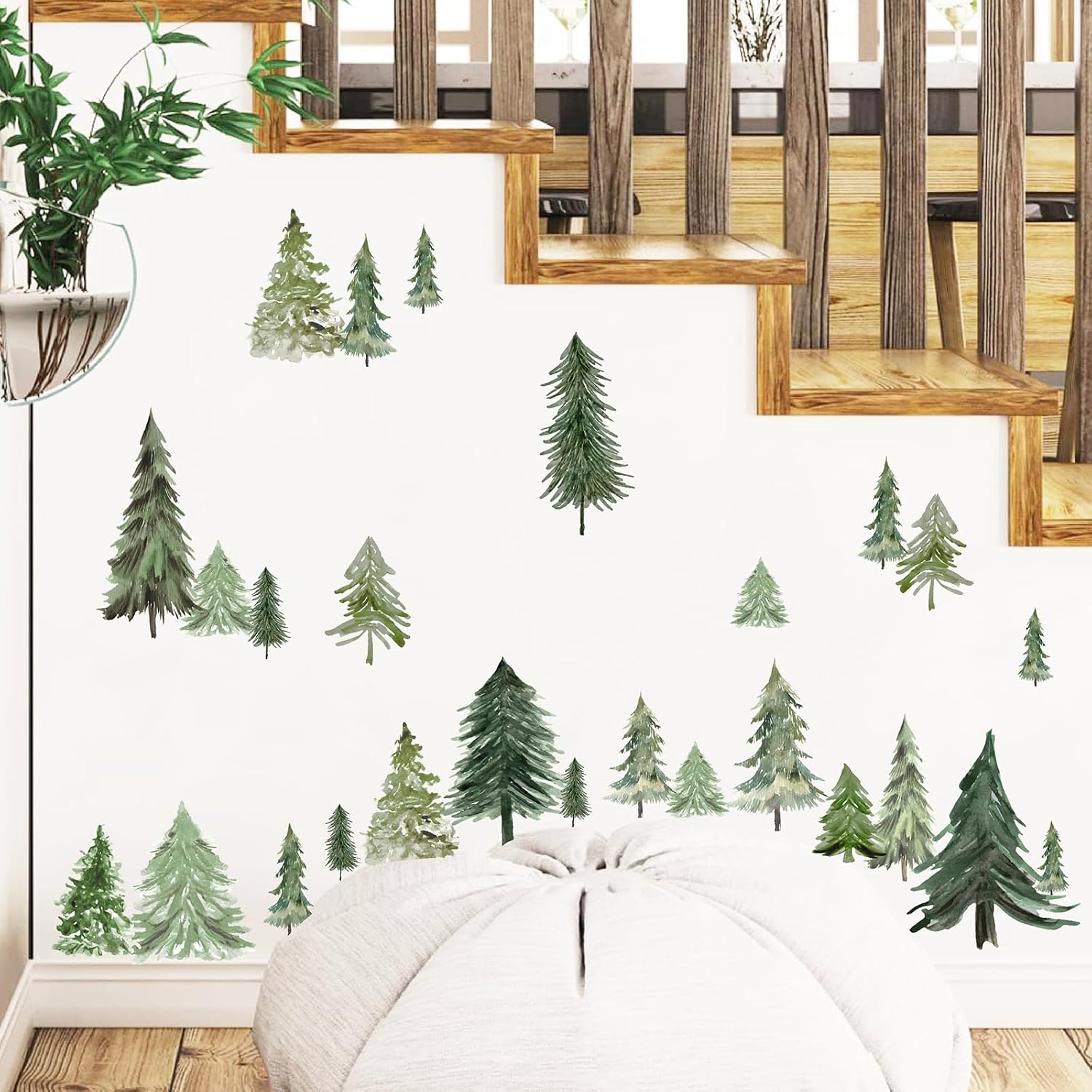Watercolor Tree Wall Stickers Small Pine Tree Wall Decal Trees Wall Window / Small Tree / Green