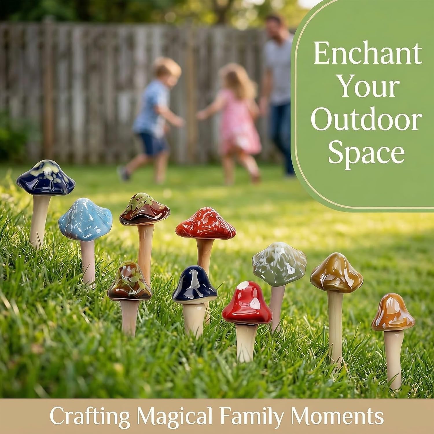 Indoor Plant / Ceramic Garden Mushrooms / Set of 10