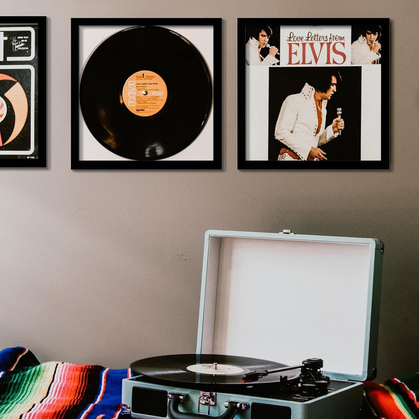 Vinyl Record Frame Display for 12 inch LP with 12.5x12.5 Album Cover | Black 12.5 x 12.5 Frame Light Weight with