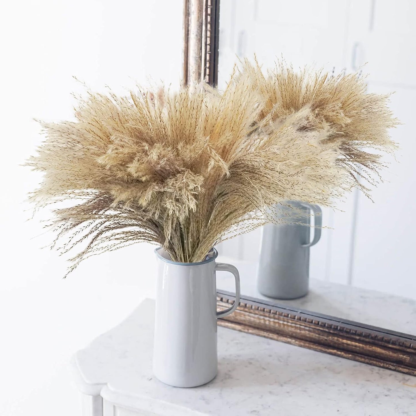 Plume Tall Dried Flowers Large Faux Reed / Dried Pampas Grass / Natural / 17 Inch / Set of 100
