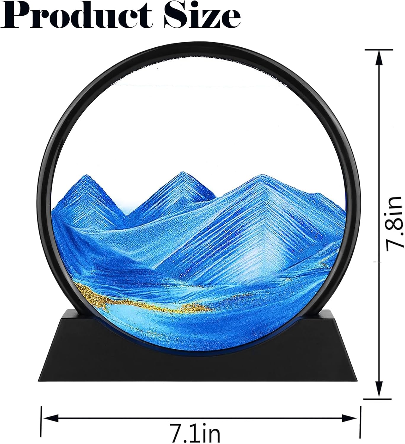 Round Glass 3D Deep Sea Sandscape / Blue / 7in