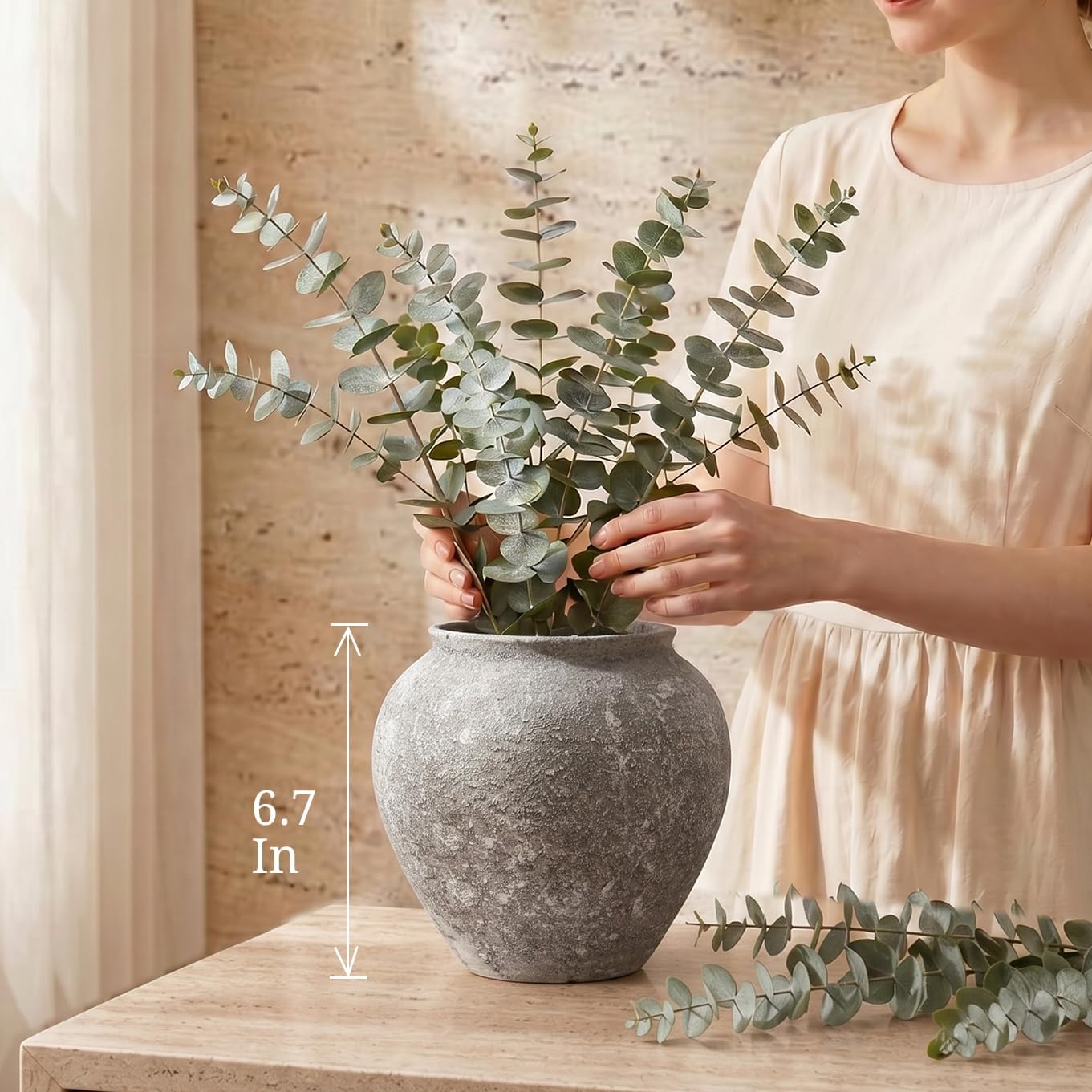 Textured Speckled Ceramic Vase / Speckled Stone