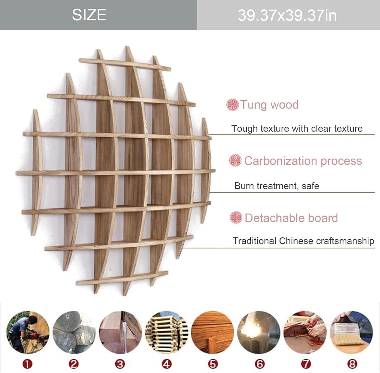 Solid Wood Chinese Tea Cup Holder, Wall Mounted Mug Display Shelf | Wall Decoration Teaware Shelf Storage Rack for
