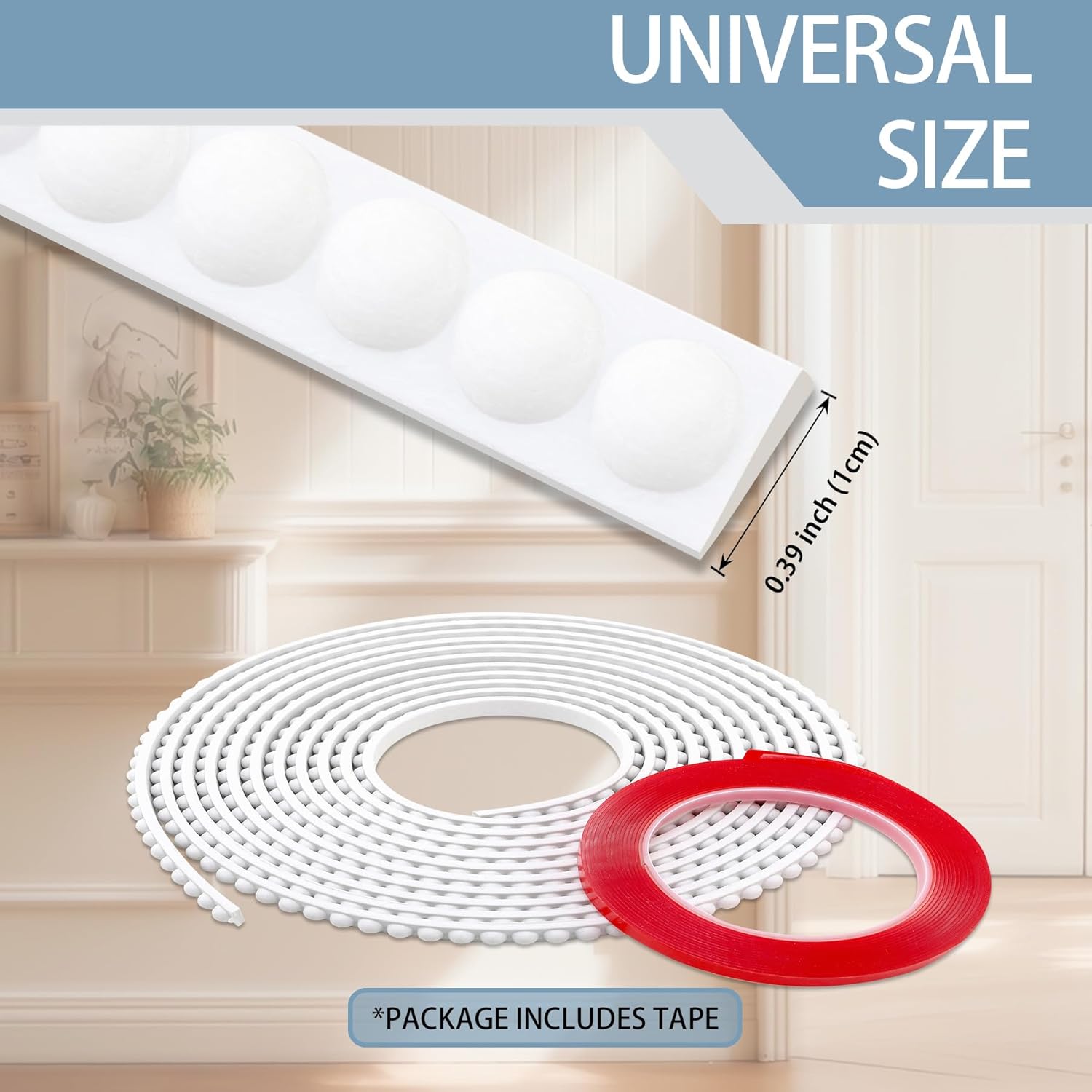 Peel & Stick Beaded Decorative Molding Trim / 118 x 0.39 / Unfinished White