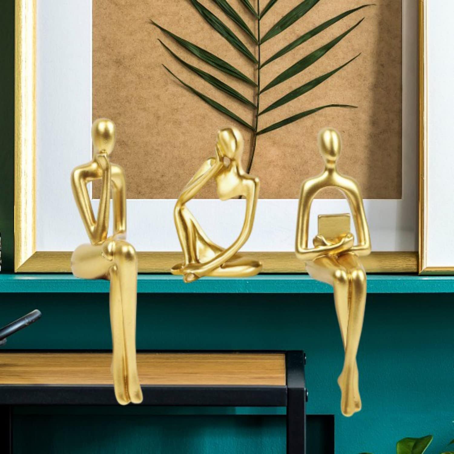 Home Decor Thinker Statue Accents / Gold / Small / Set of 3