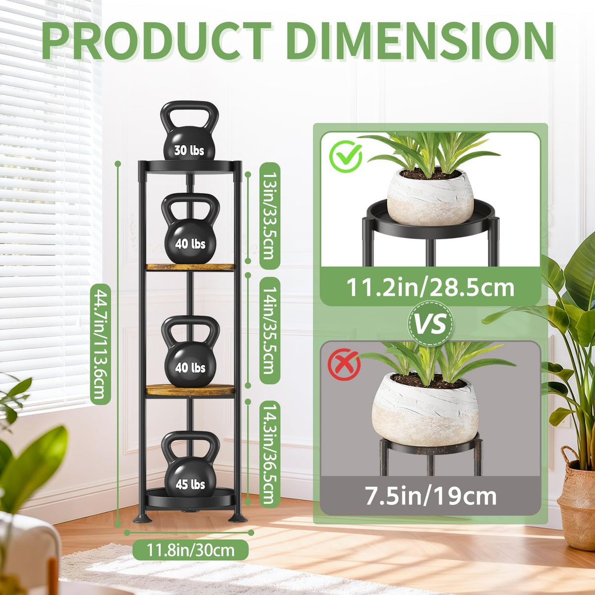KMOTASUO 4 Tier Black Plant Stand Indoor for Large Tall Heavy Duty Planter, Multiple Sturdy Metal Flower Corner Rack