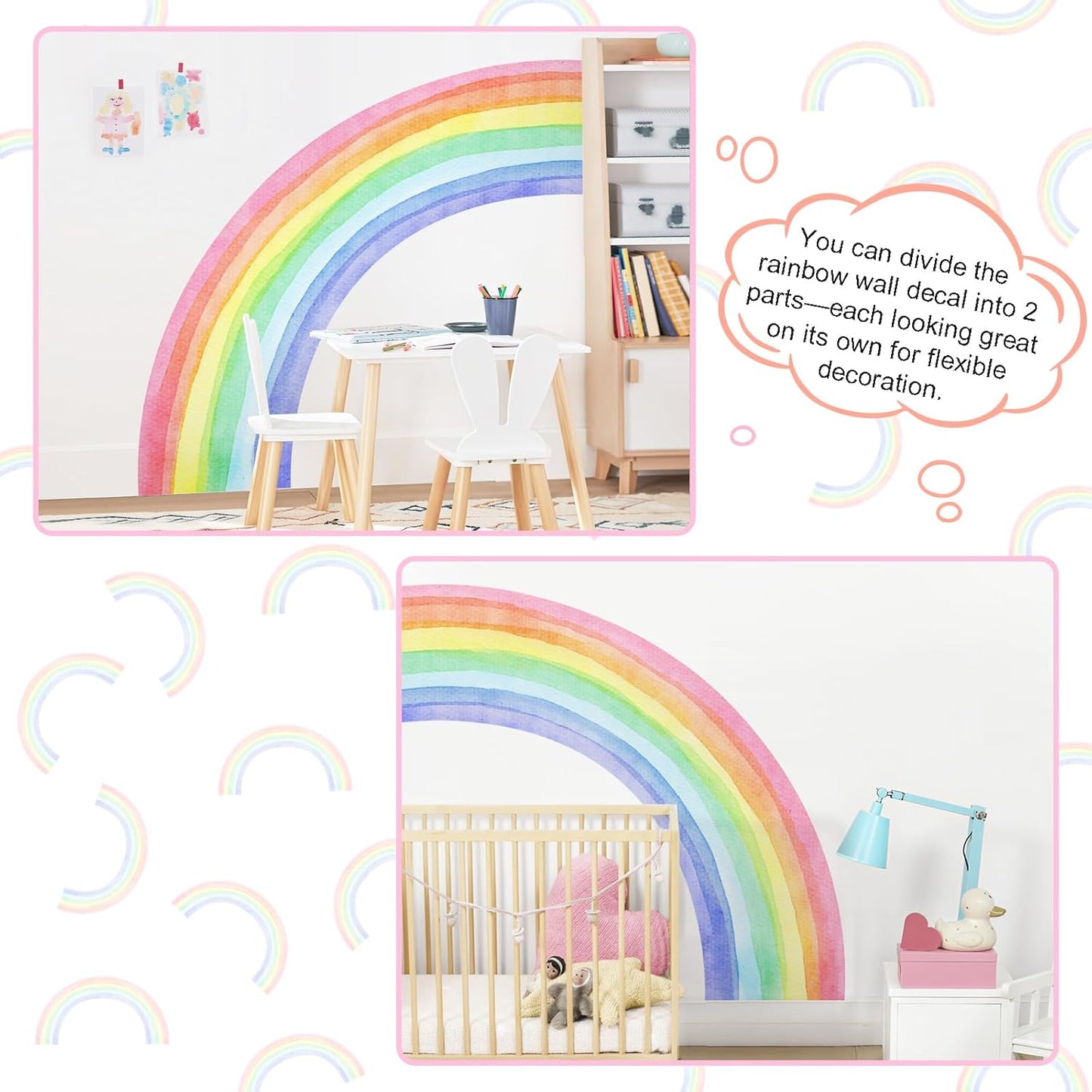 Large Rainbow Wall Stickers / Full Rainbow / 83 x 43