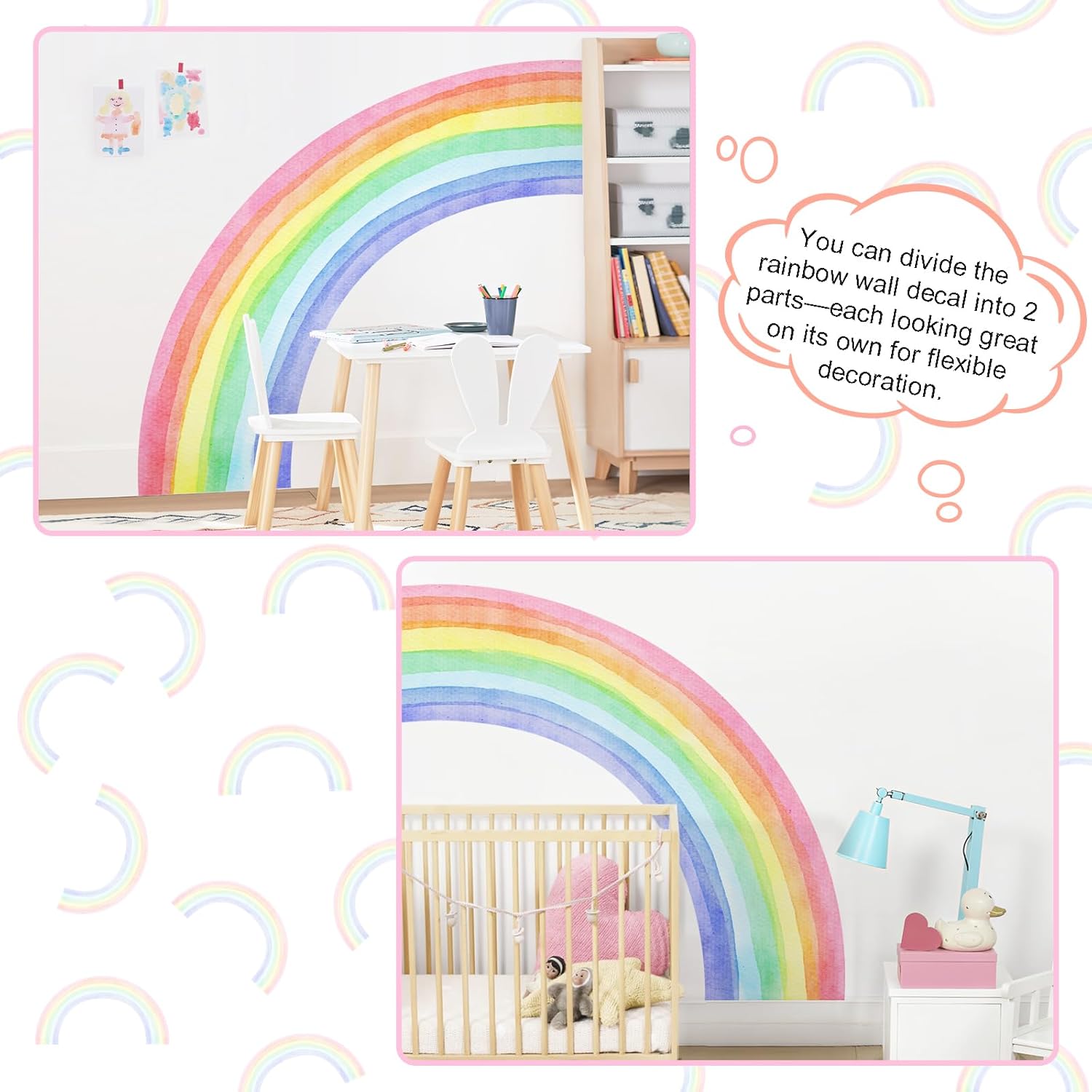 Large Rainbow Wall Stickers / Full Rainbow / 83 x 43