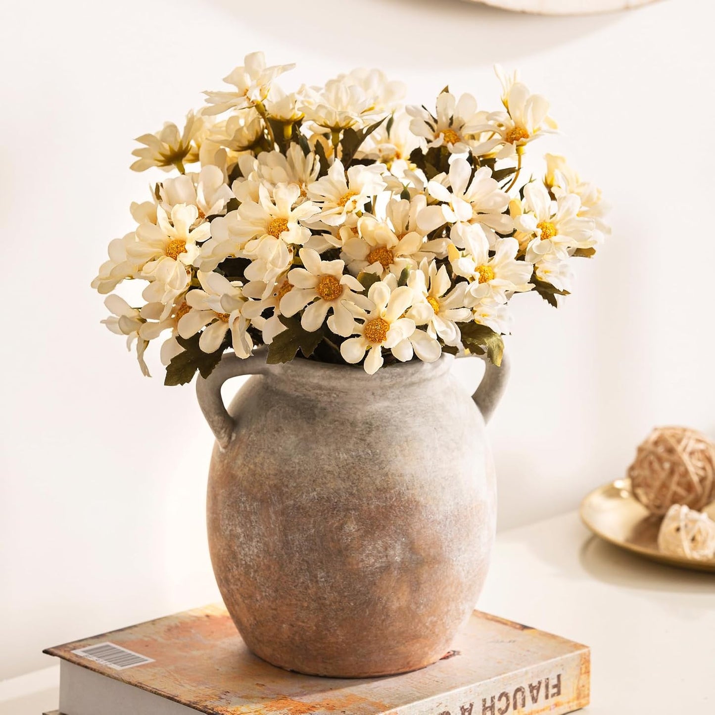 Ceramic Flower Small Vase Farmhouse Rustic Vase Decorative Pottery Terracotta / Aged Terra / 6 Inch