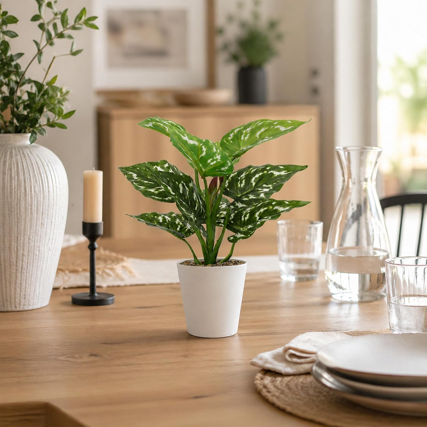 Small Fake Plants Artificial Potted Plant Indoor Faux Tropical Plant / 11.8 Inch / Set of 3