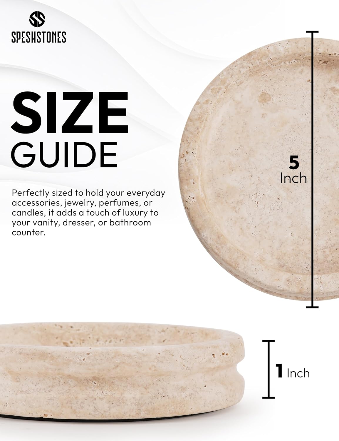 Key Tray / Candle & Trinket Dish / Travertine / 5 Inch