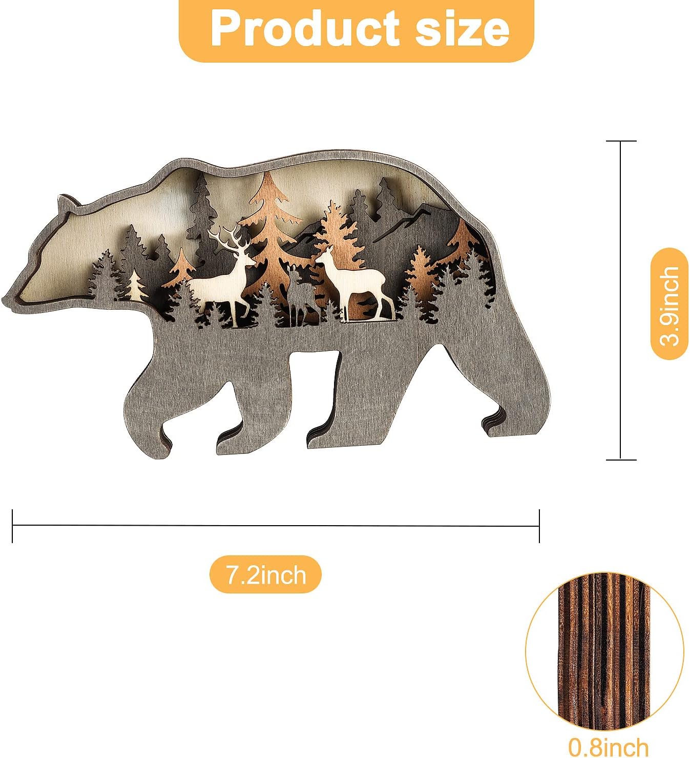 Wooden Forest Animals Decor Cabin Rustic Decor Wall Decorations Mountain decor / Bear