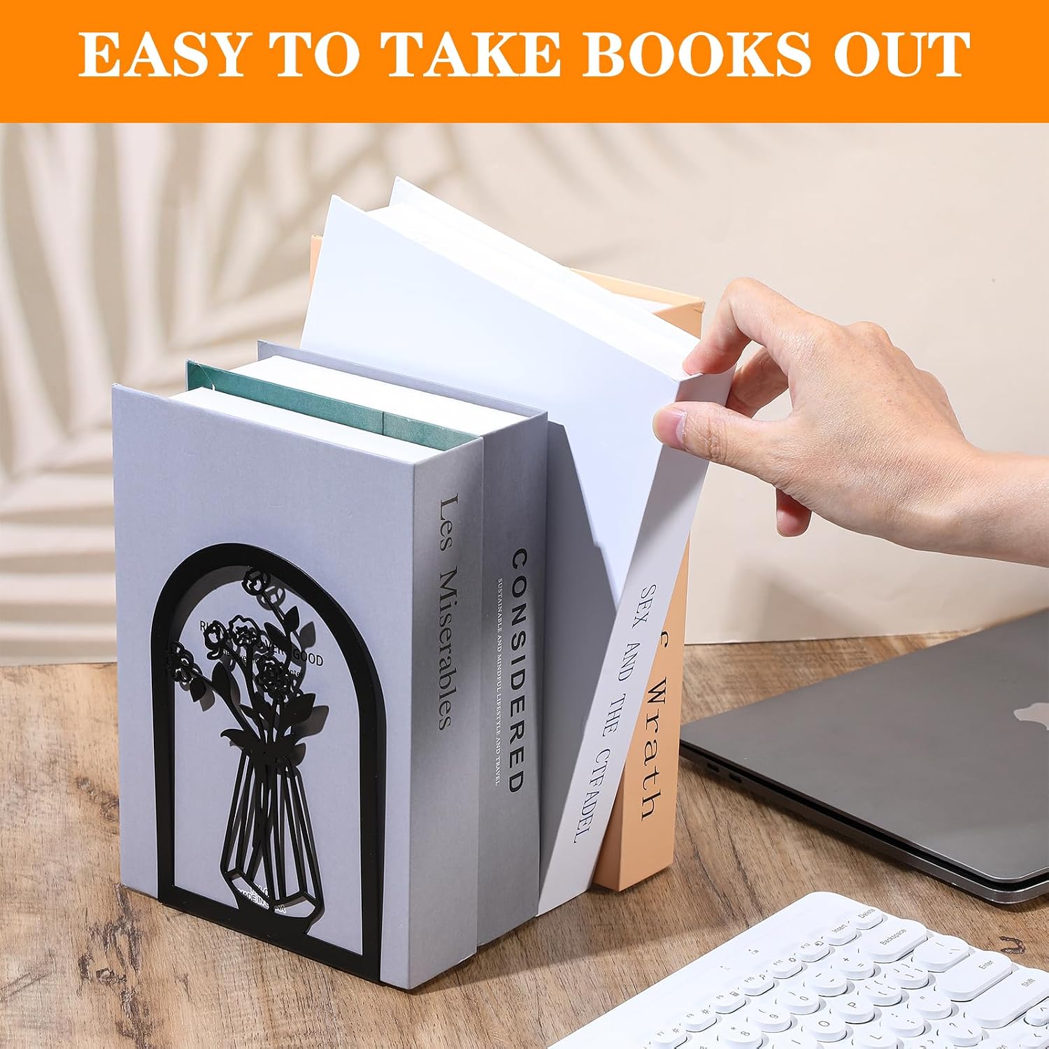 Decorative Metal Bookends / Flower Book Shelf Holder