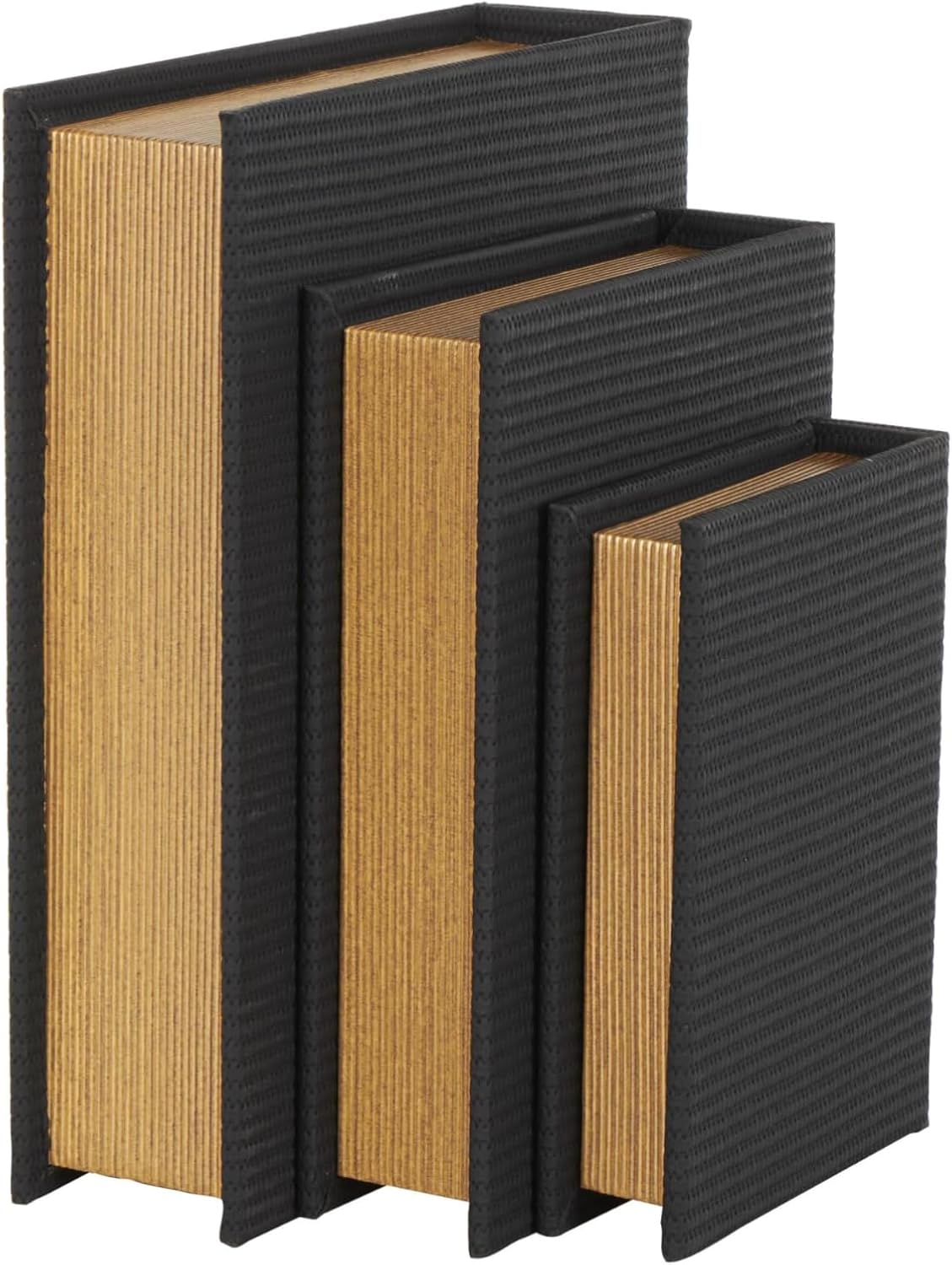 Faux Leather Decorative Box Book Shaped Book Shaped / Black / 12", 10", 8"H / 8 Inch / Set of 3