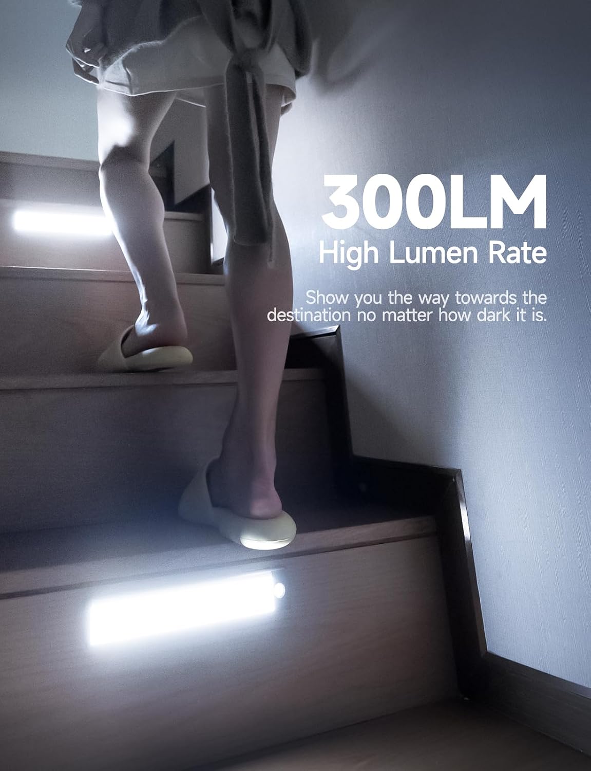 YIGER 2 Packs Under Cabinet Lights, 2000mAh Rechargeable 62 LED White Lighting, Wireless Motion Sensor Light Indoor,4